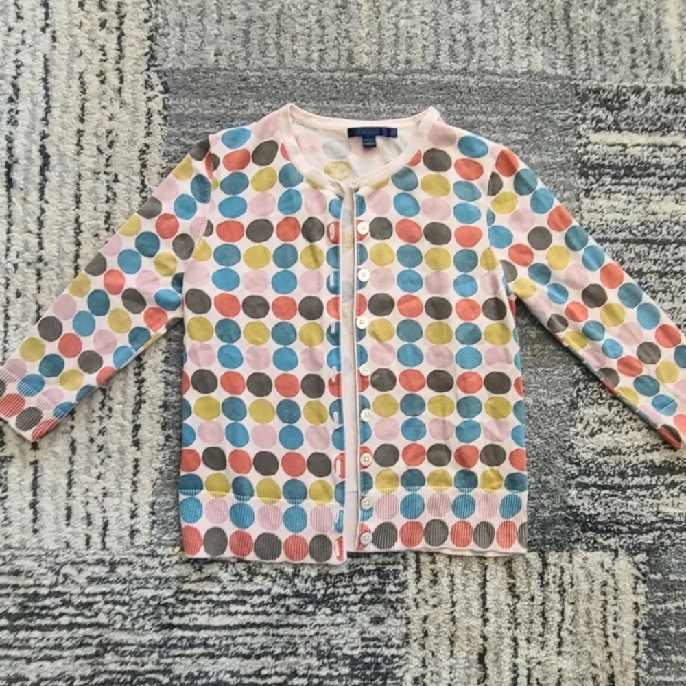 Boden Polka Dot, Multicolor Cardigan Cotton Girl’s Sweater 12 Youth